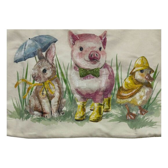 Home & Garden Decorative Pillow Cover Case With Bunny Pig Duck Rain Spring - Picture 5 of 16